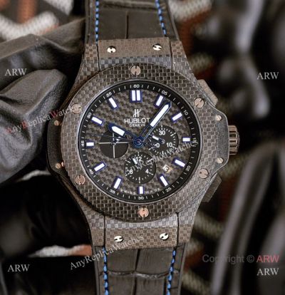Fake Hublot Watches Big Bang Carbon Fiber Watches Blue Markers